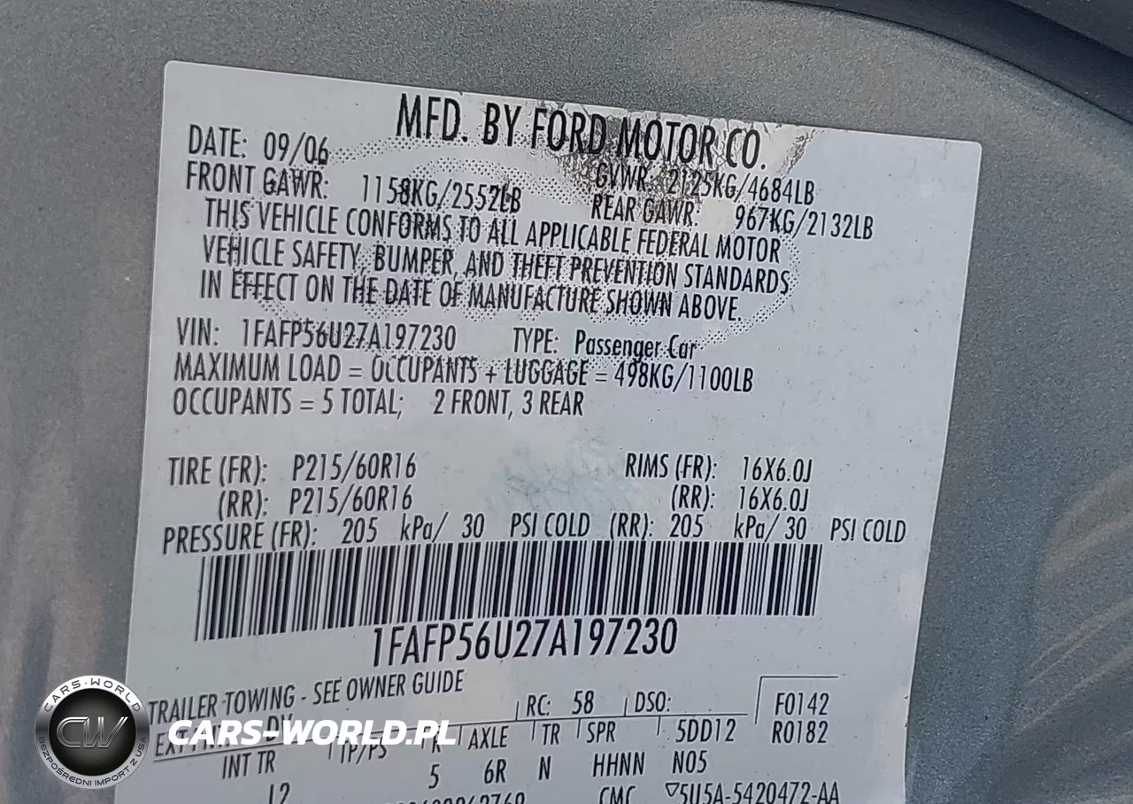2007 Ford Taurus Sel VIN:1FAFP56U27A197230 - 9