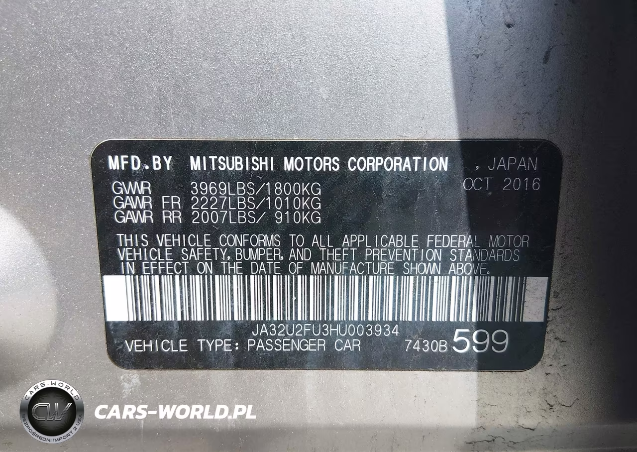 2017 Mitsubishi Lancer Es VIN:JA32U2FU3HU003934 - 9