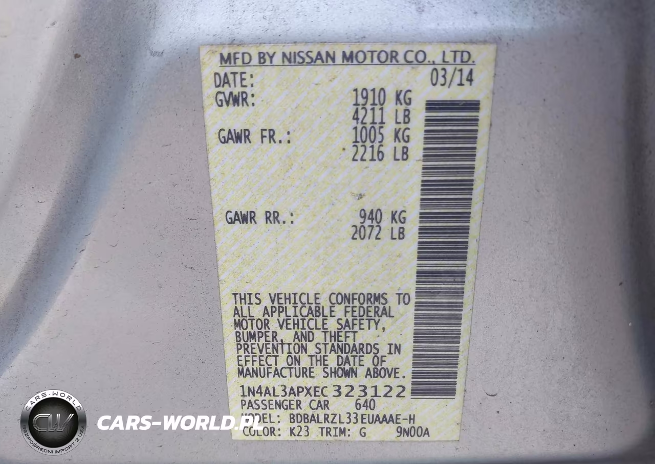 2014 Nissan Altima 2.5 S VIN:1N4AL3APXEC323122 - 9