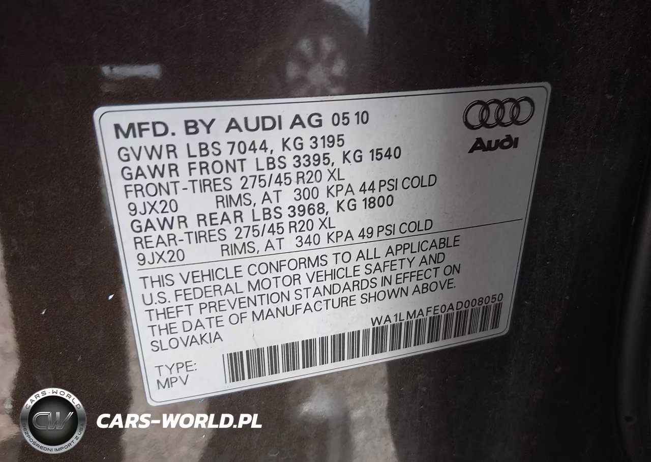 2010 Audi Q7 3.0 Tdi Premium VIN:WA1LMAFE0AD008050 - 9