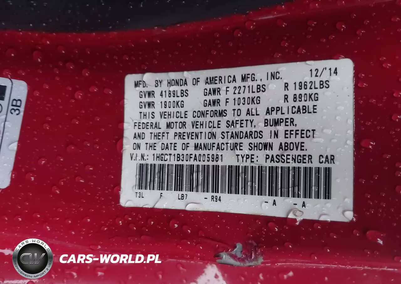 2015 Honda Accord Lx-S VIN:1HGCT1B30FA005981 - 9
