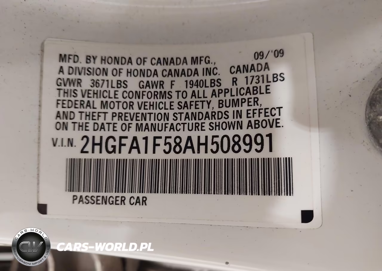 2010 Honda Civic Lx VIN:2HGFA1F58AH508991 - 9