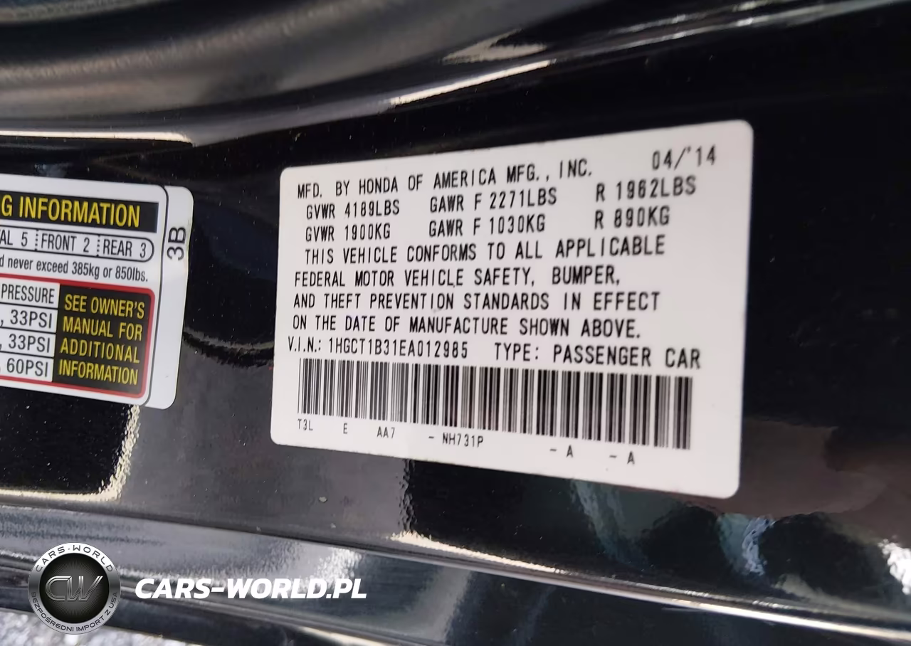 2014 Honda Accord Lx-S VIN:1HGCT1B31EA012985 - 9