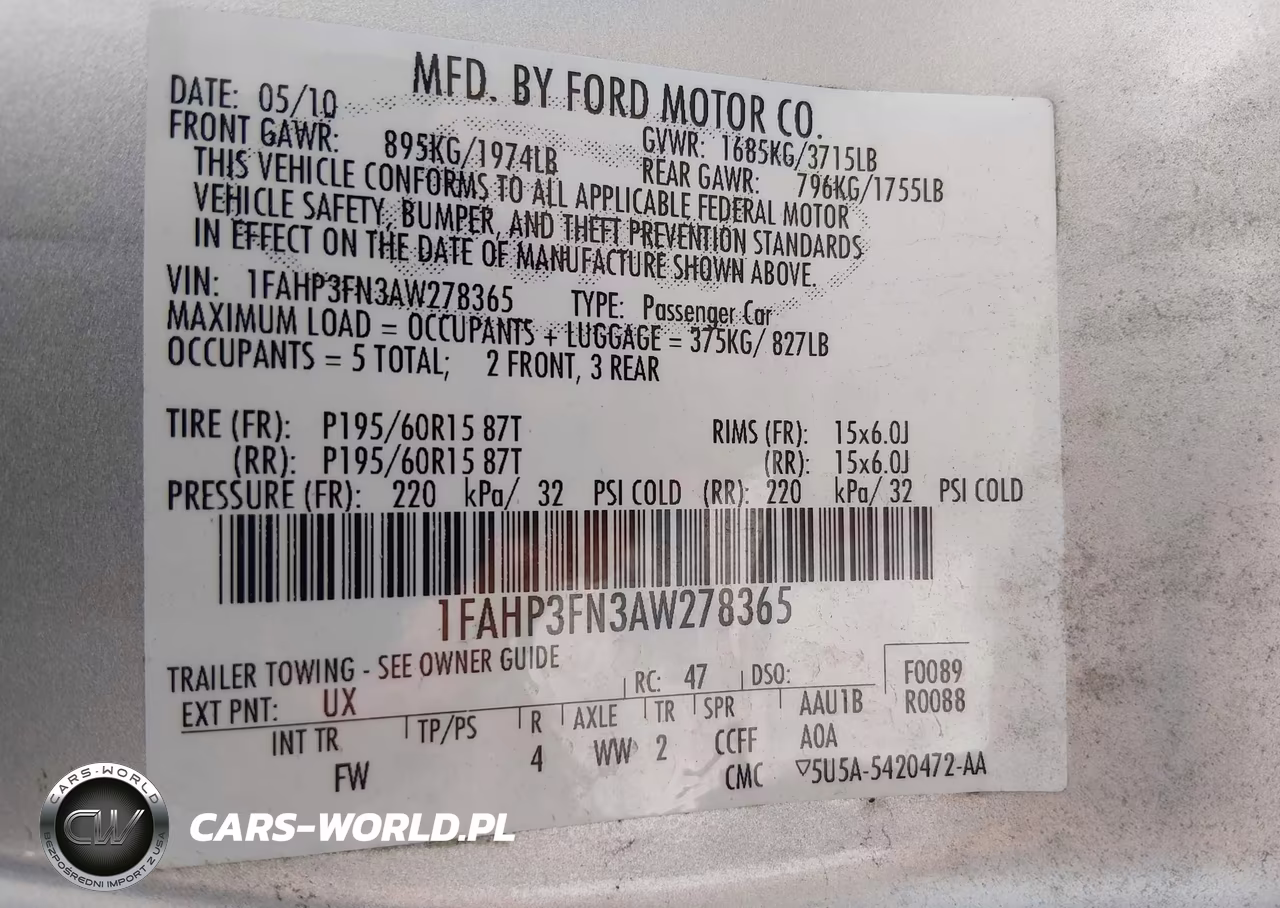 2010 Ford Focus Se VIN:1FAHP3FN3AW278365 - 9
