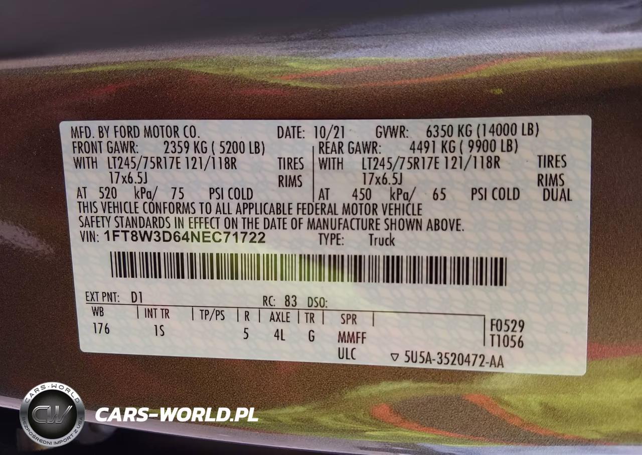 2022 Ford F-350 Xl VIN:1FT8W3D64NEC71722 - 9