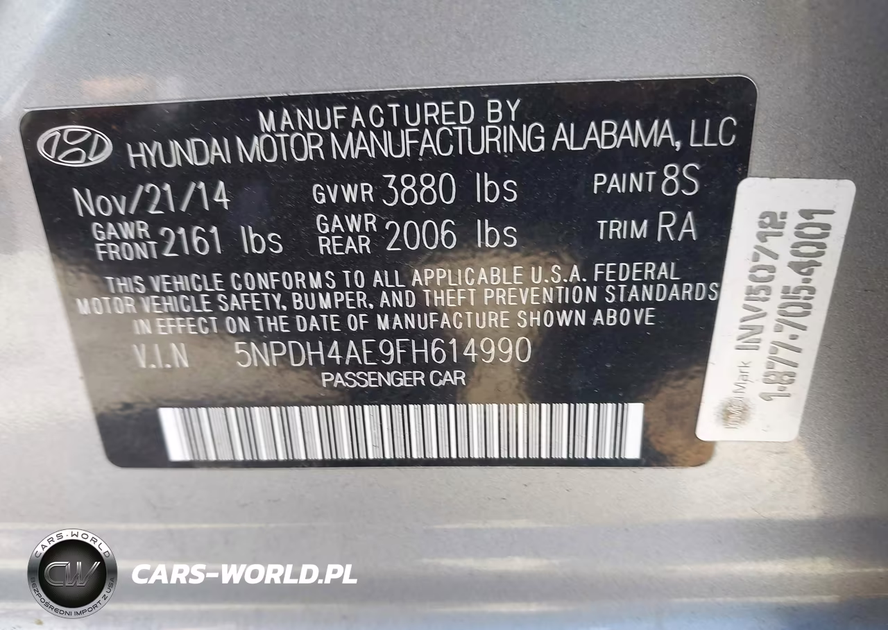2015 Hyundai Elantra Se VIN:5NPDH4AE9FH614990 - 9