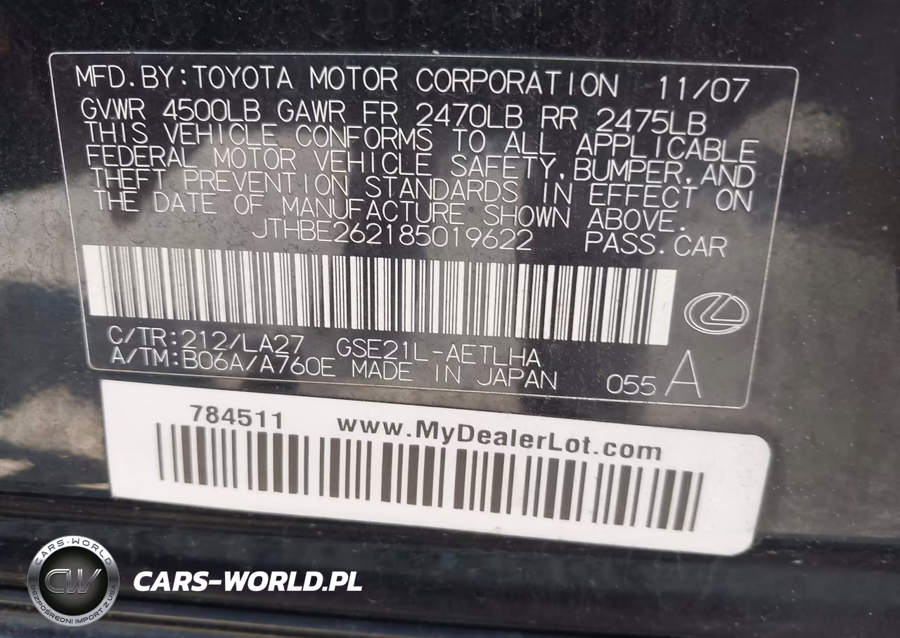 2008 Lexus Is 350 VIN:JTHBE262185019622 - 9