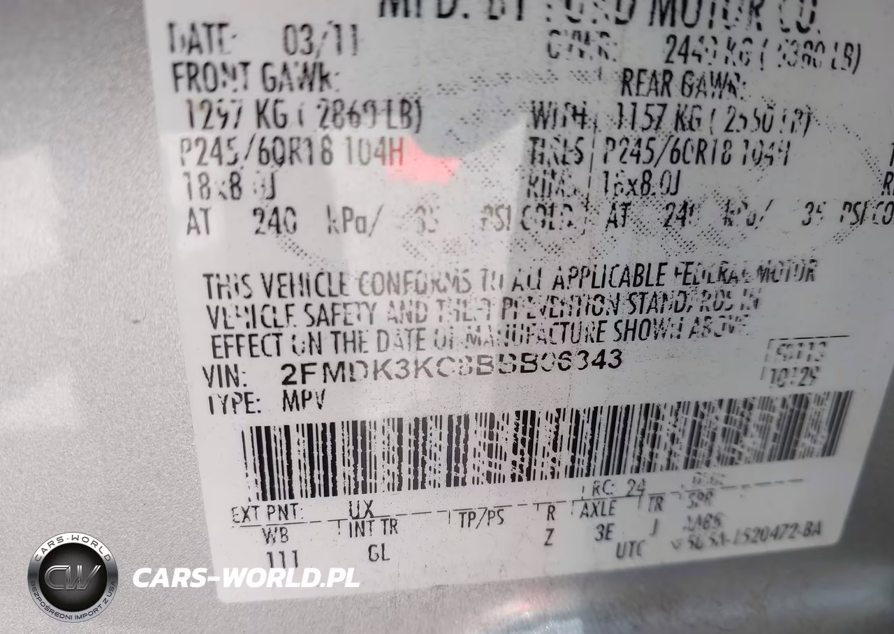 2011 Ford Edge Limited VIN:2FMDK3KC8BBB06343 - 9