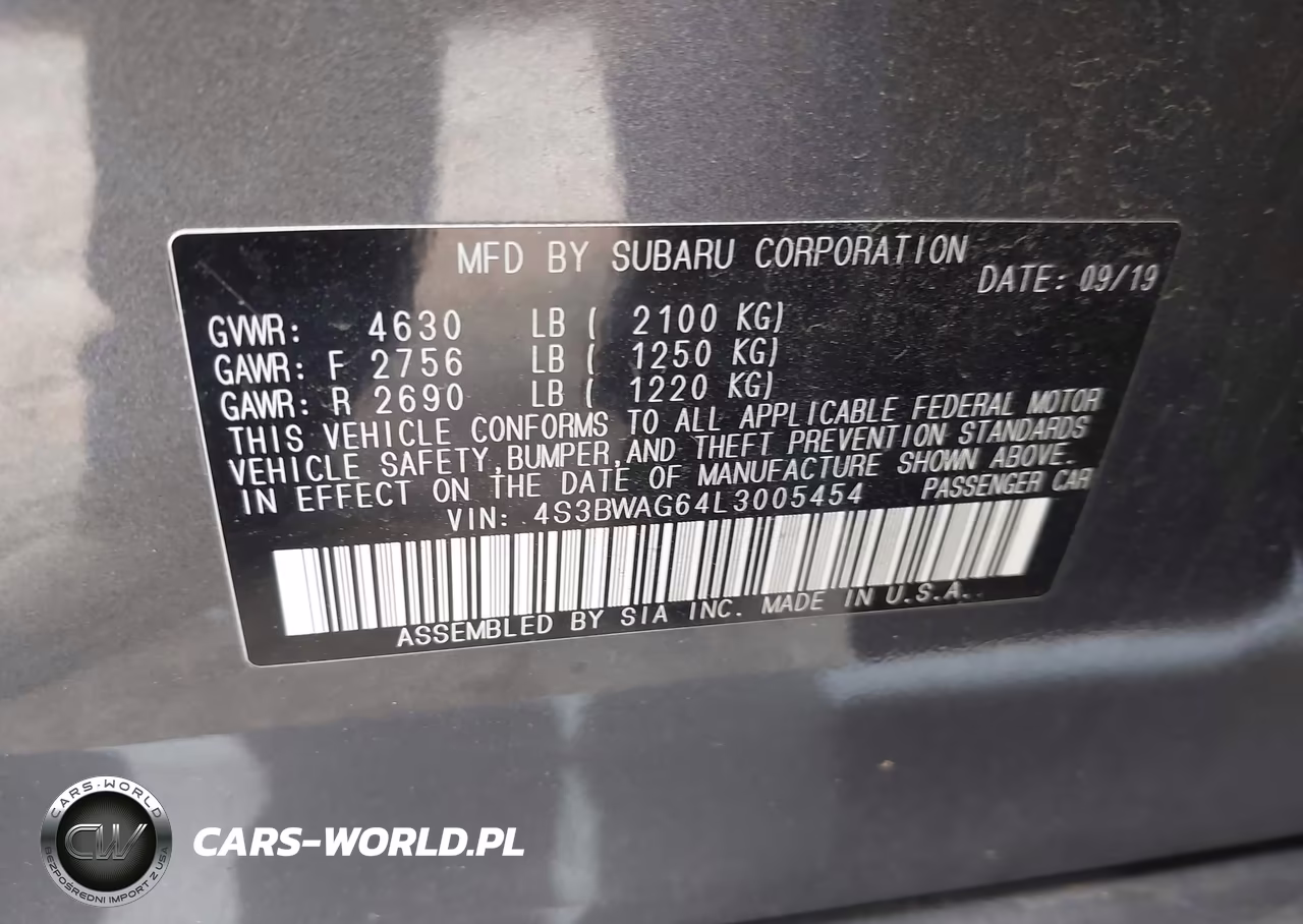 2020 Subaru Legacy Sport VIN:4S3BWAG64L3005454 - 9