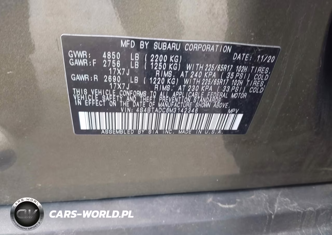2021 Subaru Outback Premium VIN:4S4BTADC6M3142346 - 9