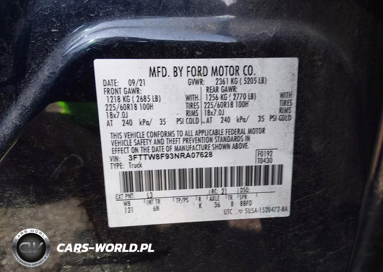 2022 Ford Maverick Lariat VIN:3FTTW8F93NRA07628 - 9
