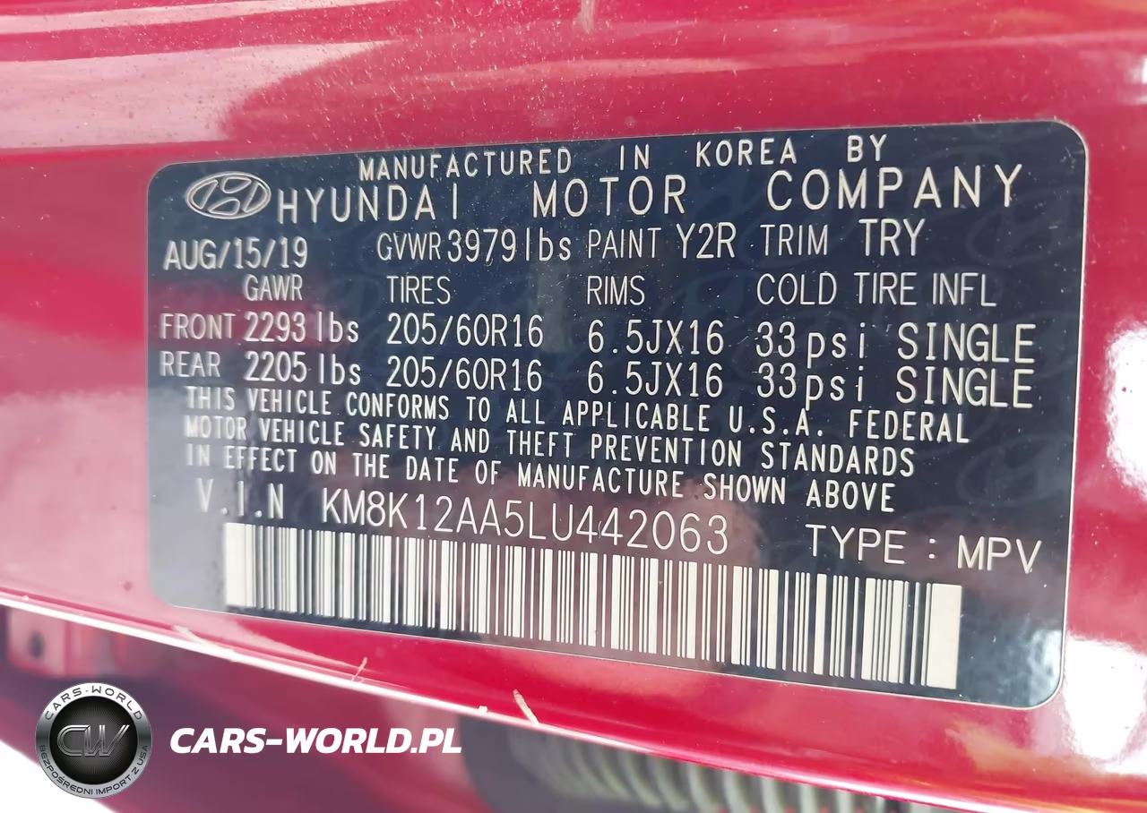 2020 Hyundai Kona Se VIN:KM8K12AA5LU442063 - 9