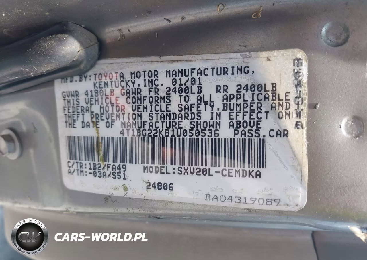2001 Toyota Camry Ce VIN:4T1BG22K81U050536 - 9