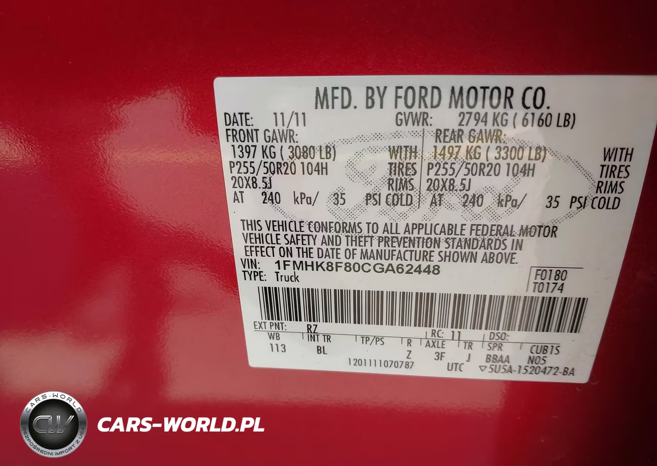 2012 Ford Explorer Limited VIN:1FMHK8F80CGA62448 - 9