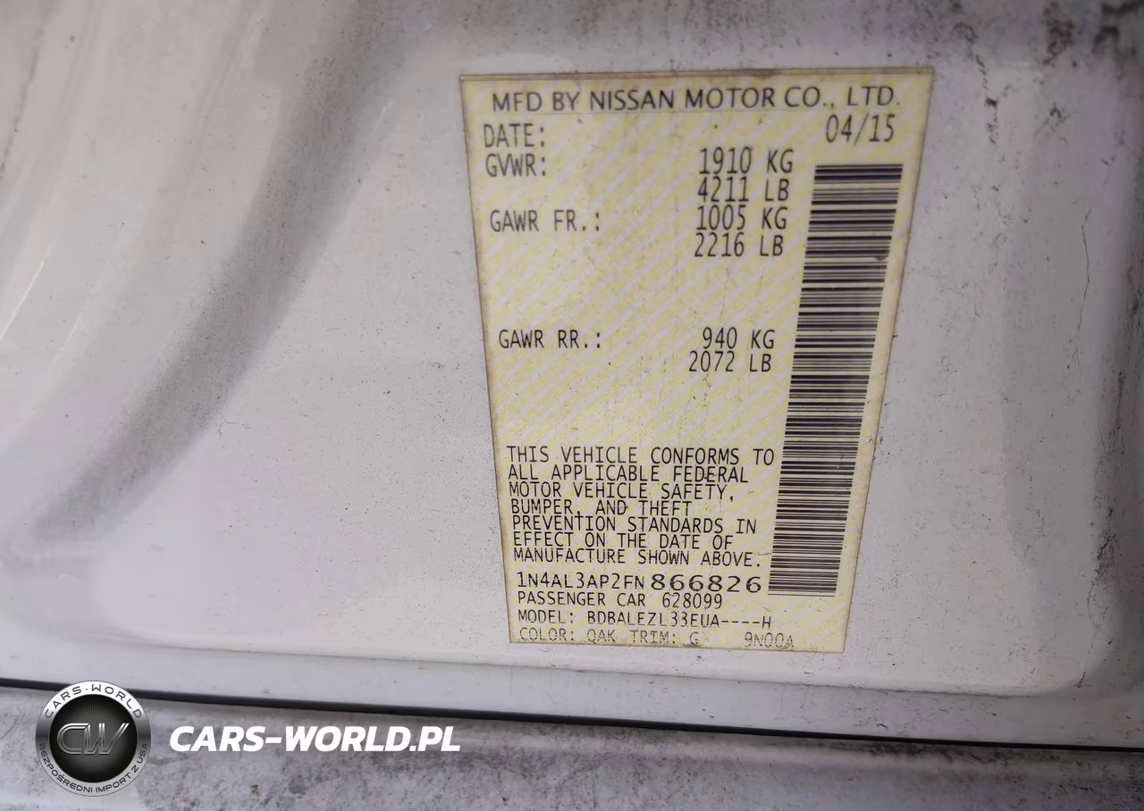 2015 Nissan Altima 2.5 S VIN:1N4AL3AP2FN866826 - 9
