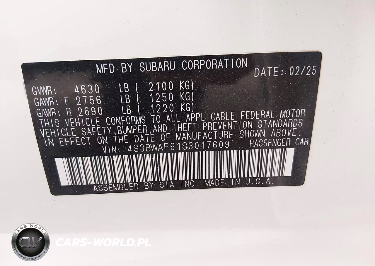 2025 Subaru Legacy Premium VIN:4S3BWAF61S3017609 - 9