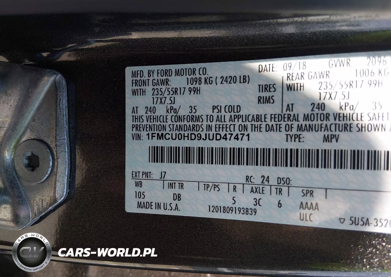 2018 Ford Escape Sel VIN:1FMCU0HD9JUD47471 - 9