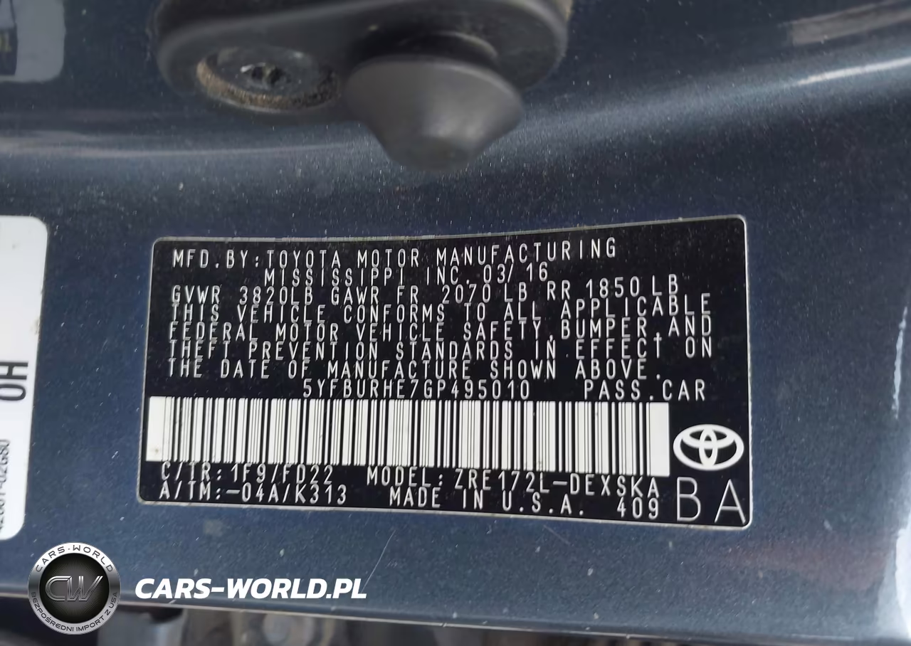 2016 Toyota Corolla S Plus VIN:5YFBURHE7GP495010 - 9