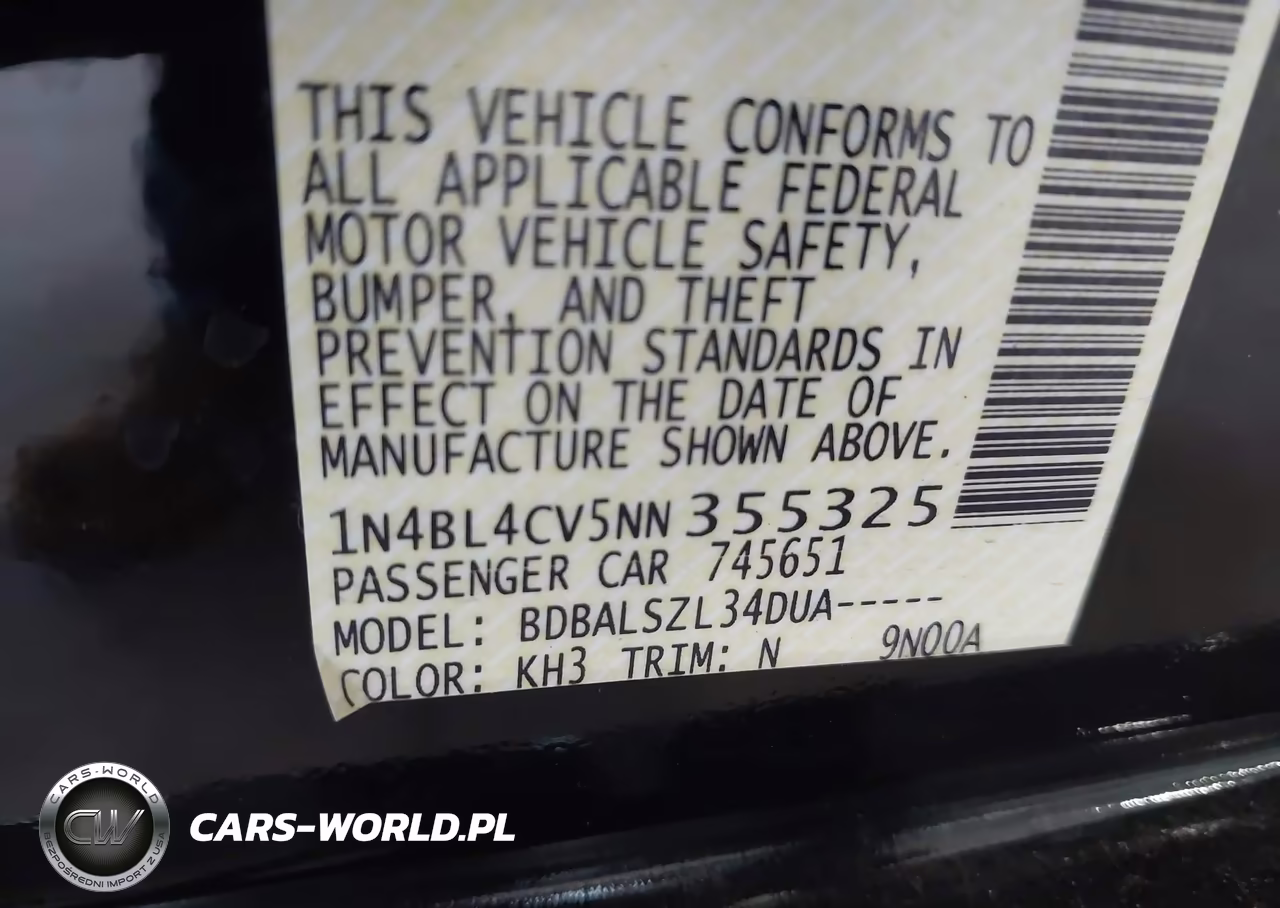2022 Nissan Altima Sr Fwd VIN:1N4BL4CV5NN355325 - 9