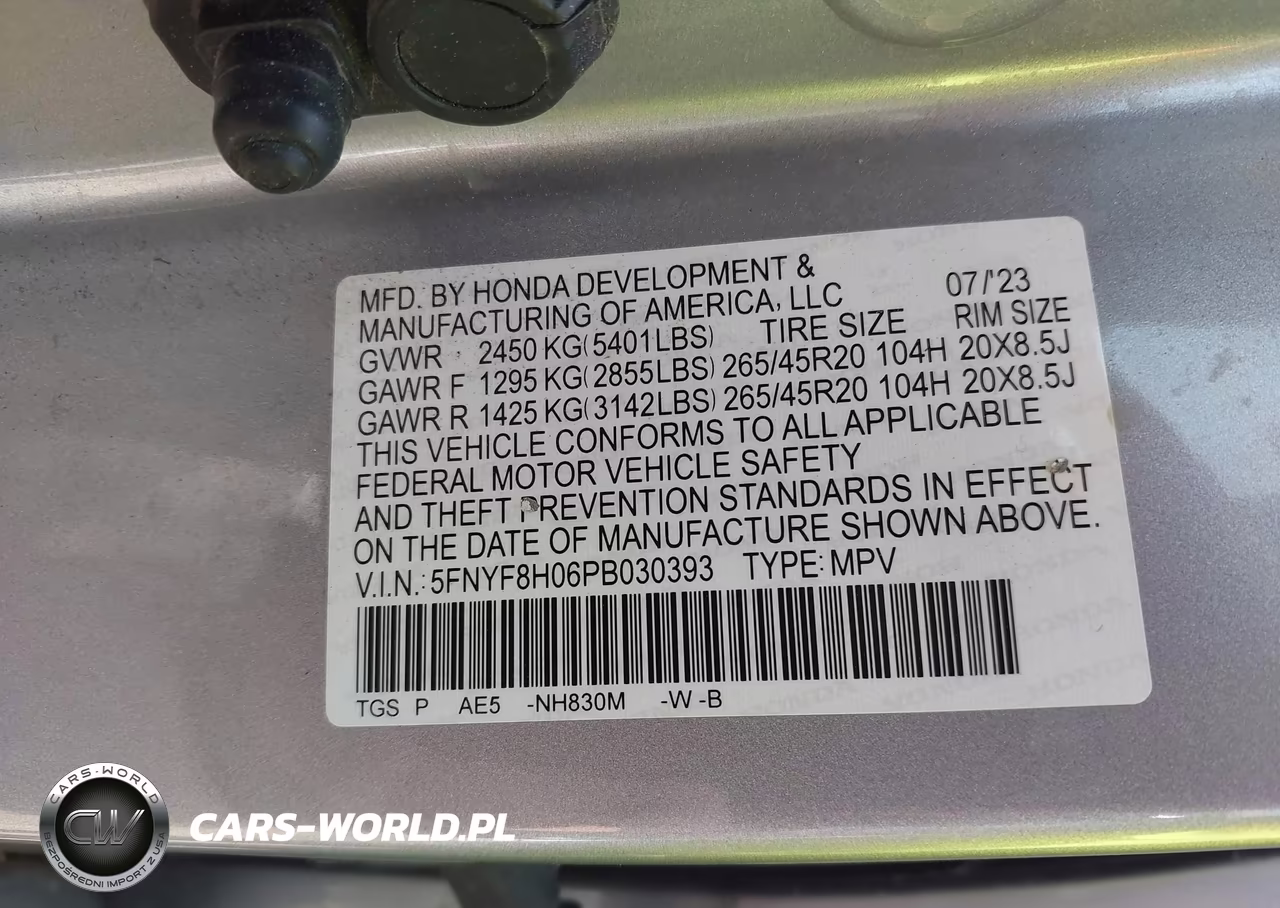 2023 Honda Passport Awd Elite VIN:5FNYF8H06PB030393 - 9