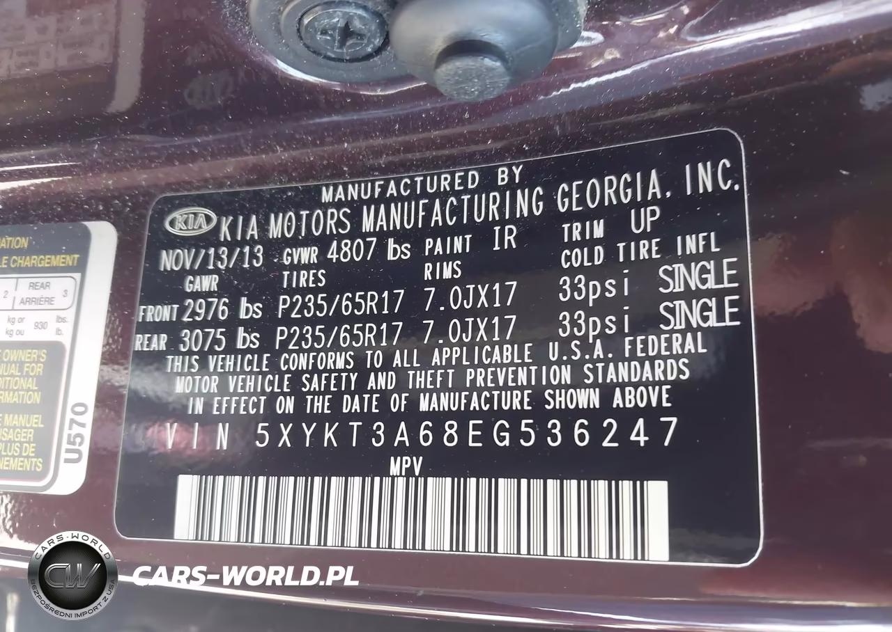 2014 Kia Sorento Lx VIN:5XYKT3A68EG536247 - 9