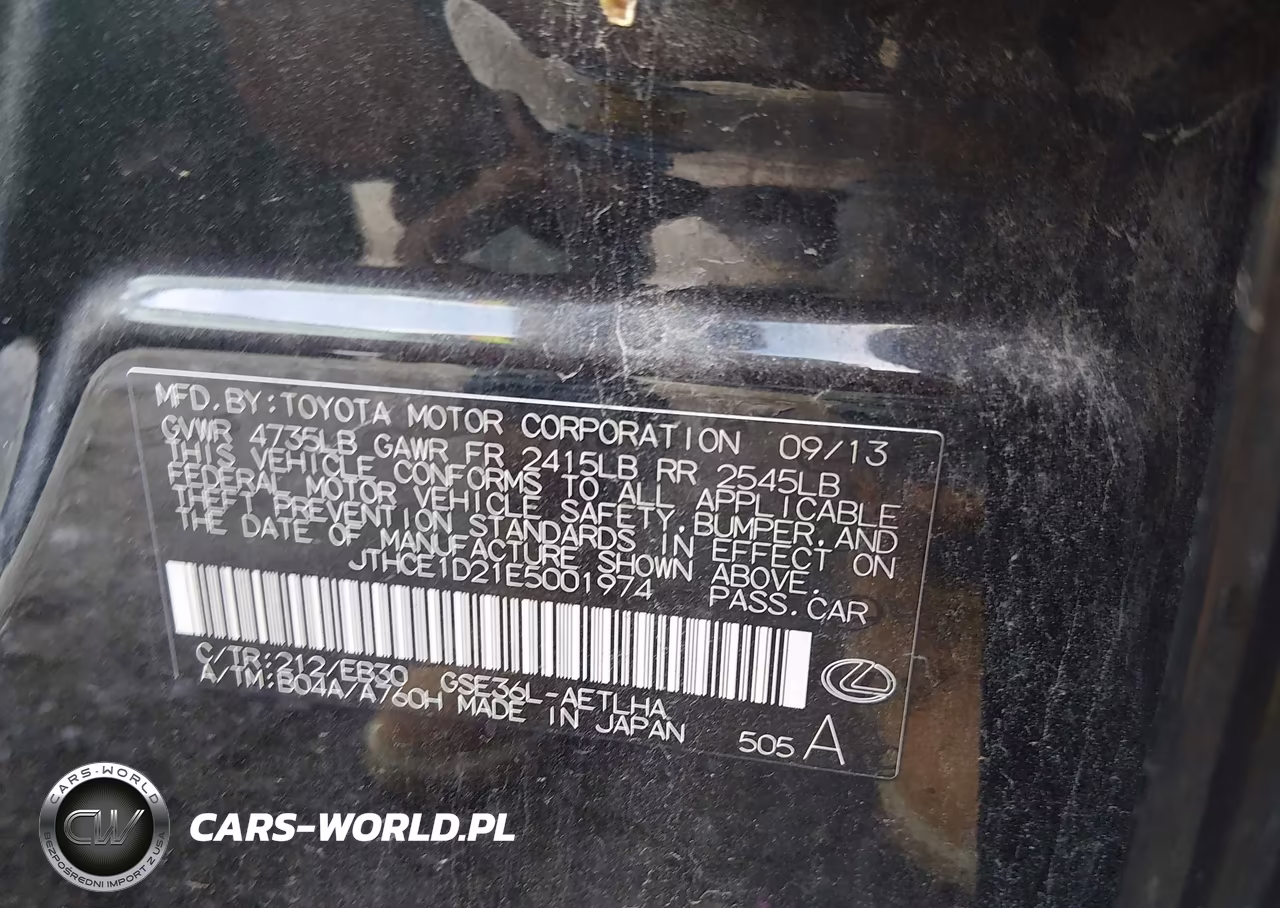2014 Lexus Is 350 VIN:JTHCE1D21E5001974 - 9