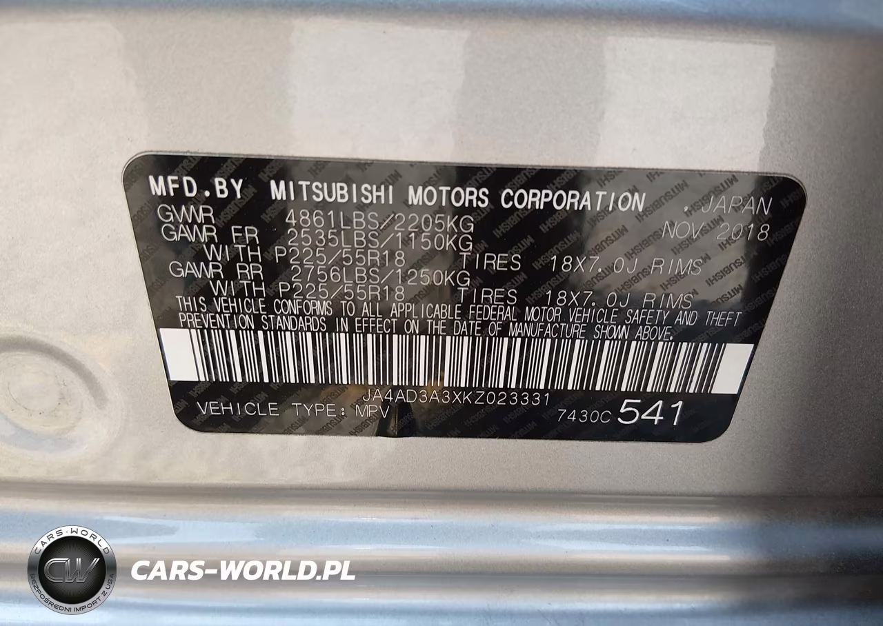 2019 Mitsubishi Outlander Sel VIN:JA4AD3A3XKZ023331 - 9