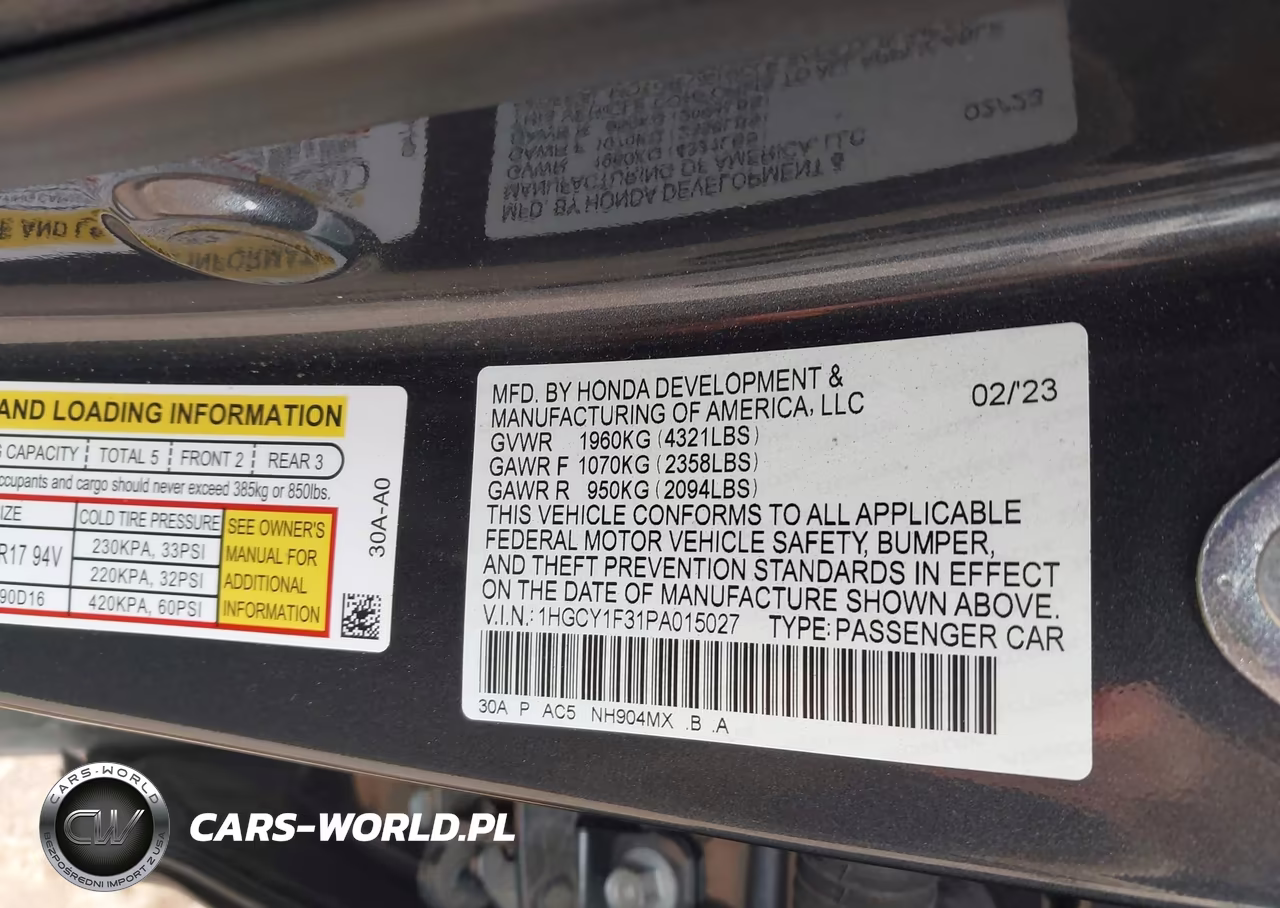 2023 Honda Accord Ex VIN:1HGCY1F31PA015027 - 9