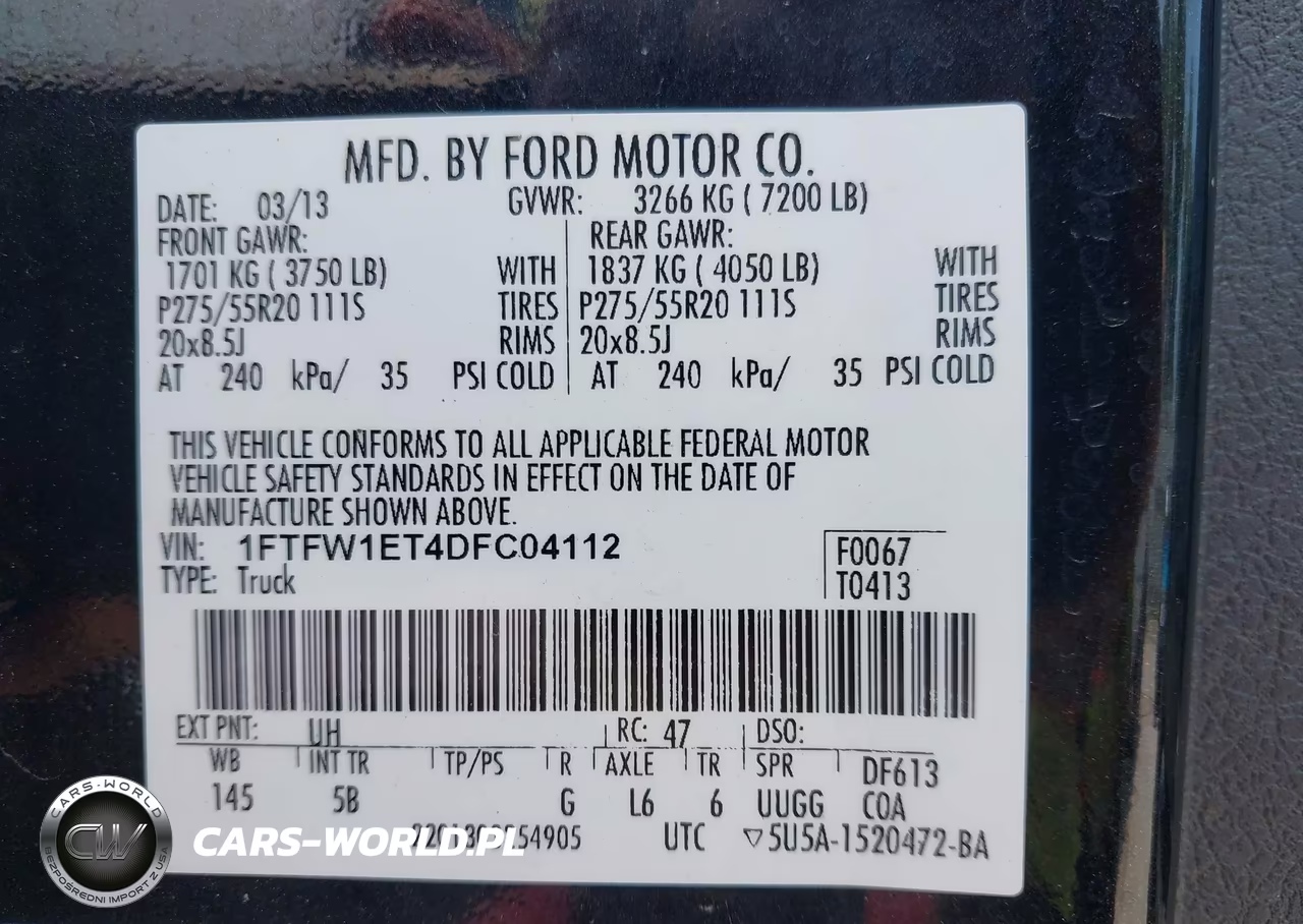 2013 Ford F-150 Fx4 VIN:1FTFW1ET4DFC04112 - 9