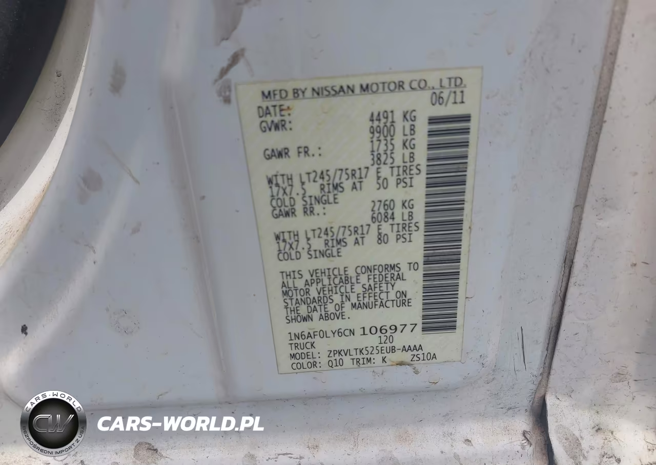 2012 Nissan Nv 3500 Nv3500 Hd Sv V8 VIN:1N6AF0LY6CN106977 - 9