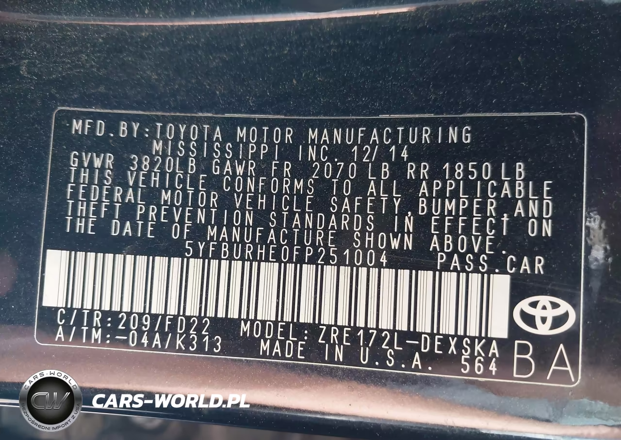 2015 Toyota Corolla S Plus VIN:5YFBURHE0FP251004 - 9