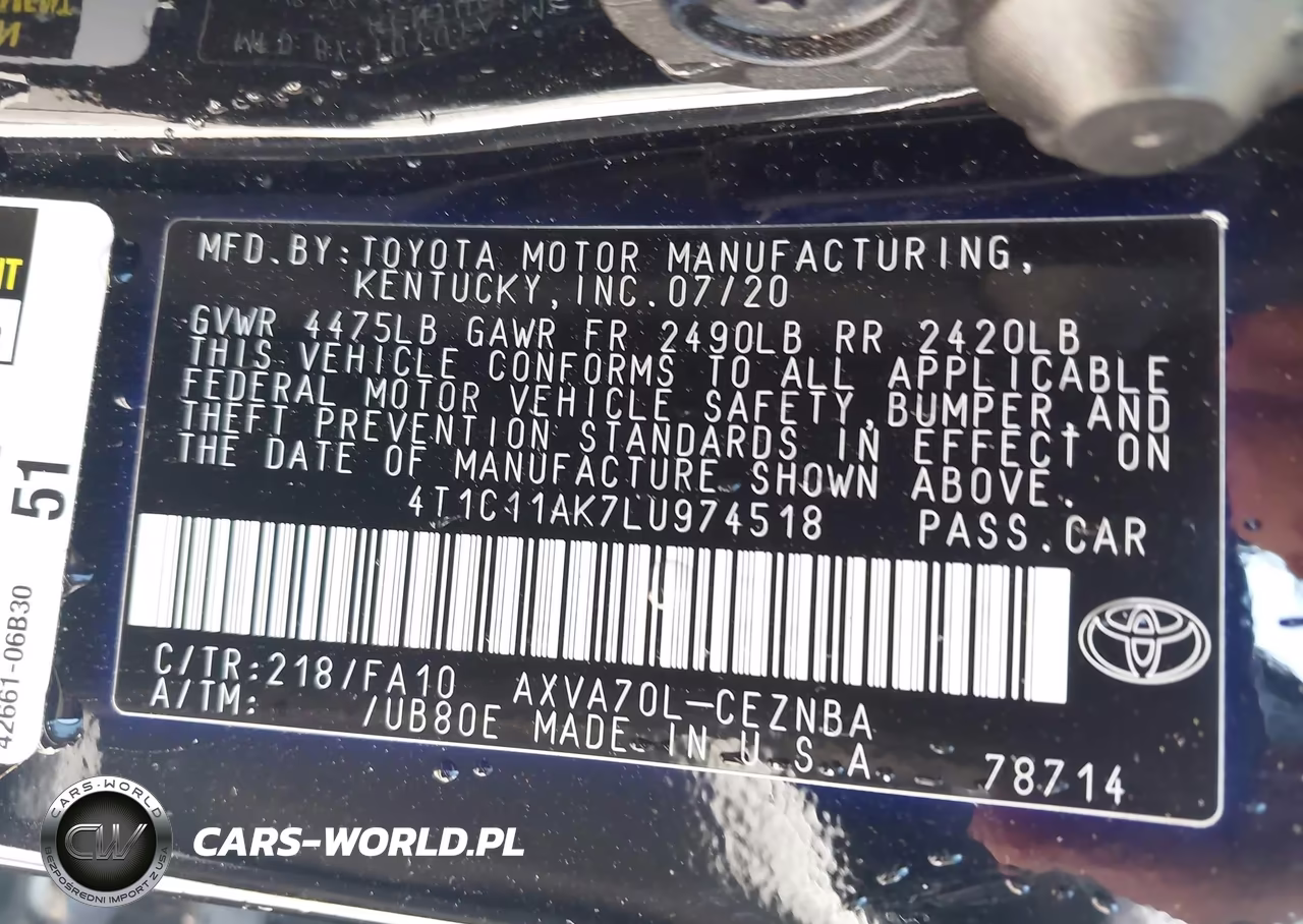 2020 Toyota Camry Le VIN:4T1C11AK7LU974518 - 9