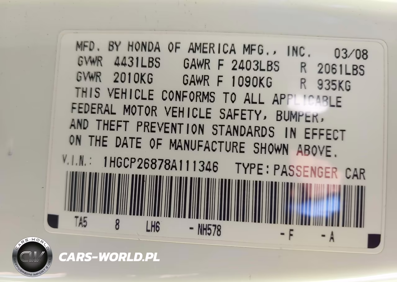 2008 Honda Accord 2.4 Ex-L VIN:1HGCP26878A111346 - 9