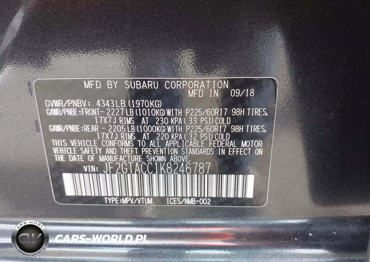 2019 Subaru Crosstrek 2.0I Premium VIN:JF2GTACC1K8246787 - 9