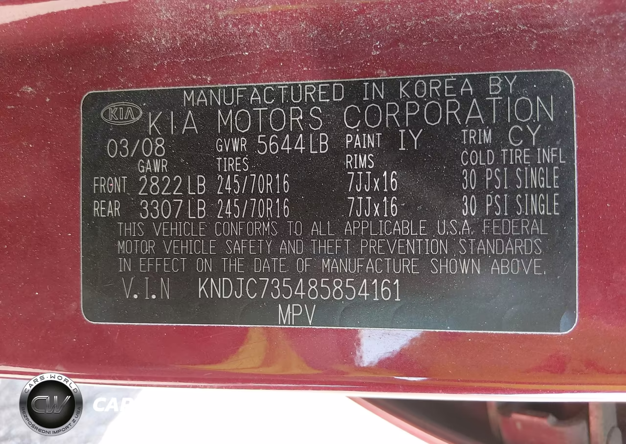 2008 Kia Sorento Lx VIN:KNDJC735485854161 - 9