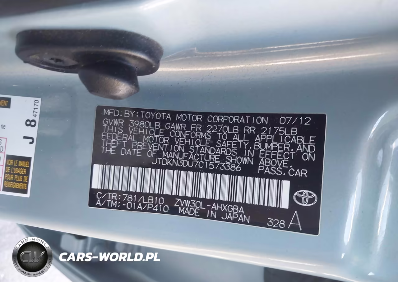 2012 Toyota Prius Four VIN:JTDKN3DU7C1573386 - 9