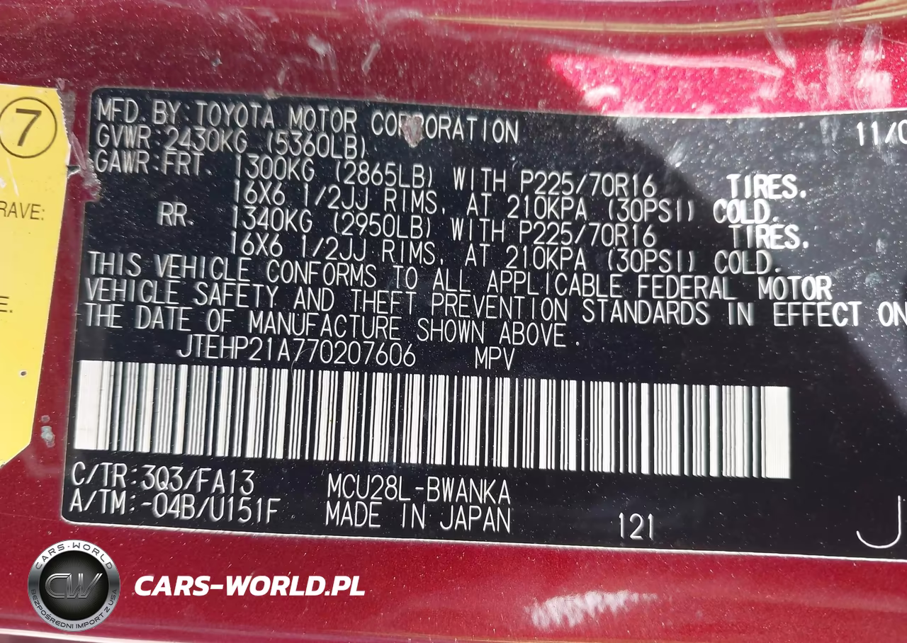 2007 Toyota Highlander V6 (2 Rows) (A5) VIN:JTEHP21A770207606 - 9