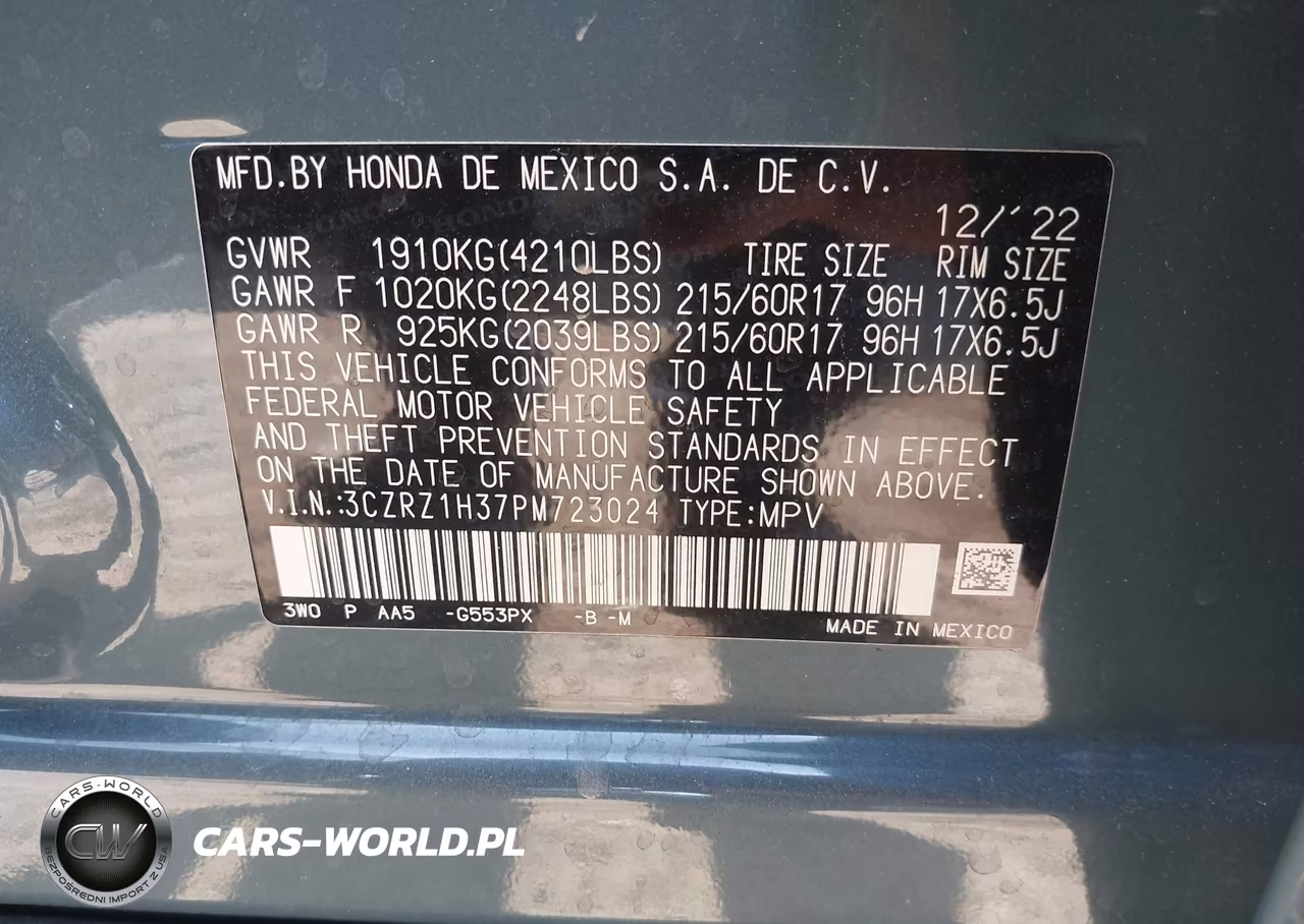 2023 Honda Hr-V 2Wd Lx VIN:3CZRZ1H37PM723024 - 9