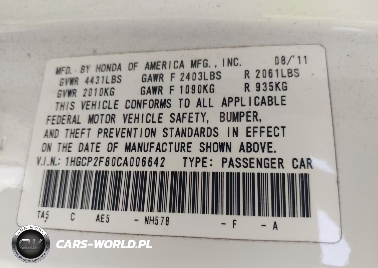 2012 Honda Accord 2.4 Ex-L VIN:1HGCP2F80CA006642 - 9