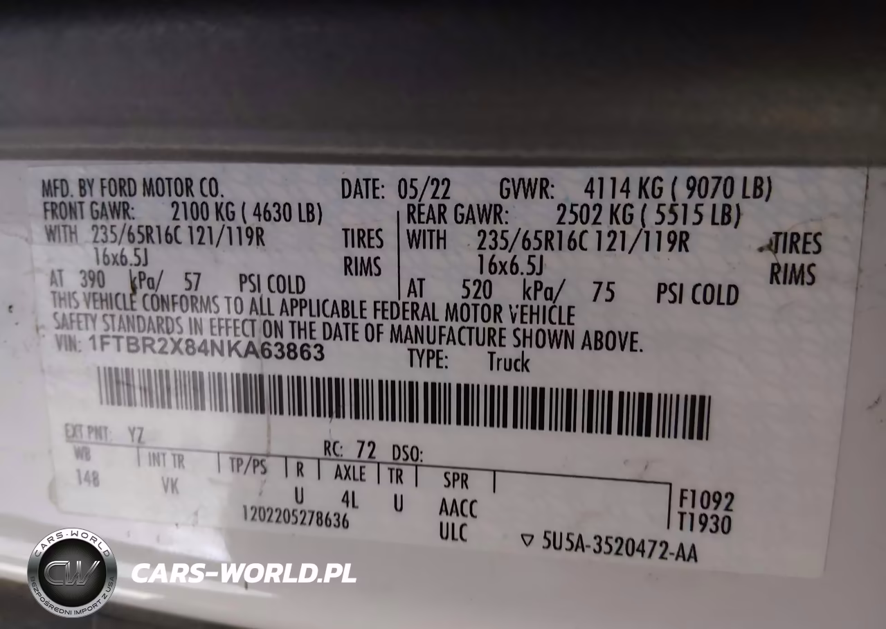 2022 Ford Transit-250 VIN:1FTBR2X84NKA63863 - 9