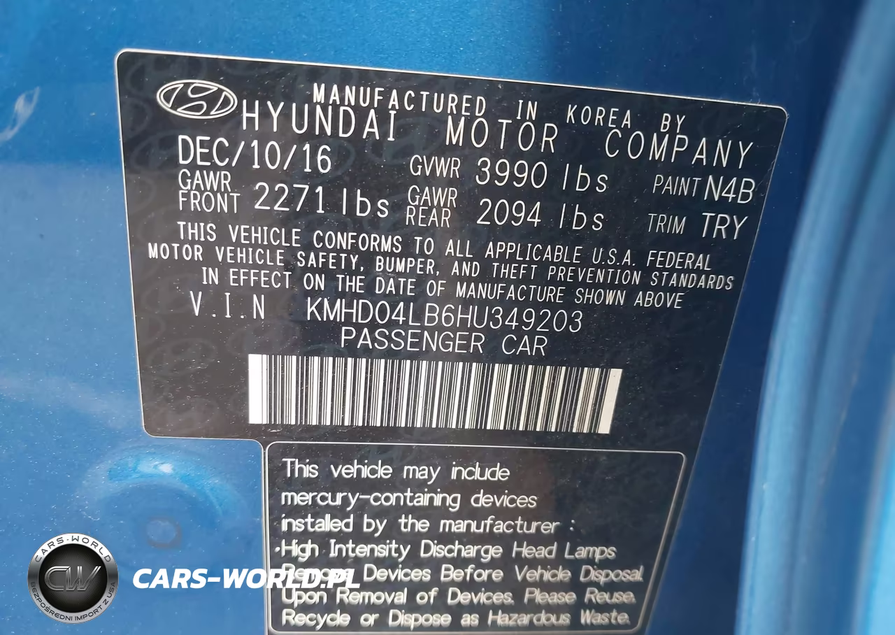 2017 Hyundai Elantra Sport VIN:KMHD04LB6HU349203 - 9