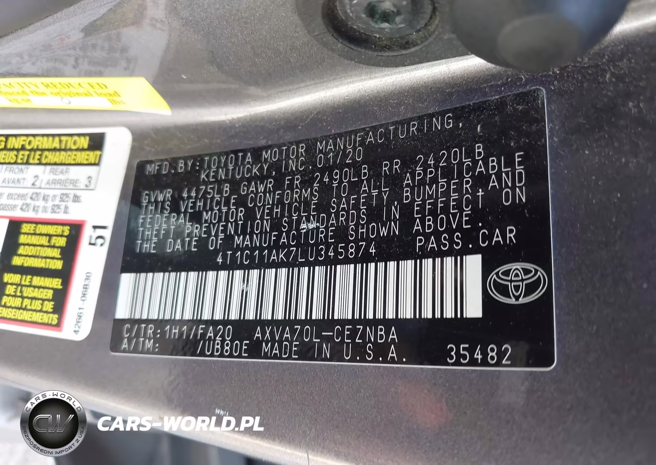 2020 Toyota Camry Le VIN:4T1C11AK7LU345874 - 9