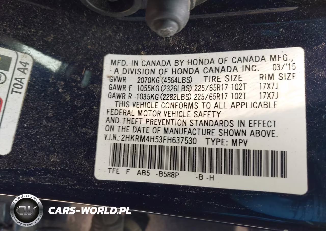 2015 Honda Cr-V Ex VIN:2HKRM4H53FH637530 - 9