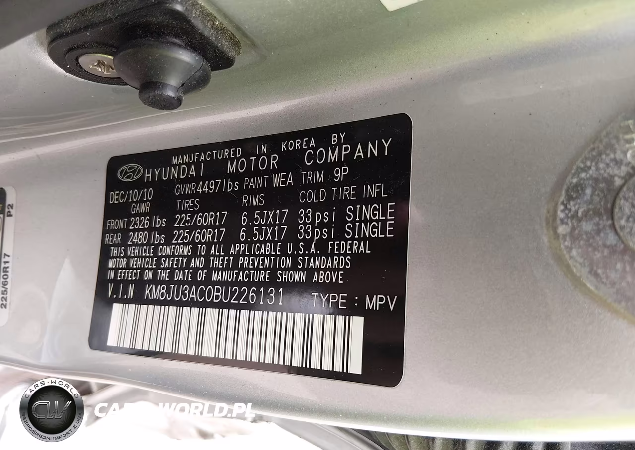 2011 Hyundai Tucson Gls VIN:KM8JU3AC0BU226131 - 9