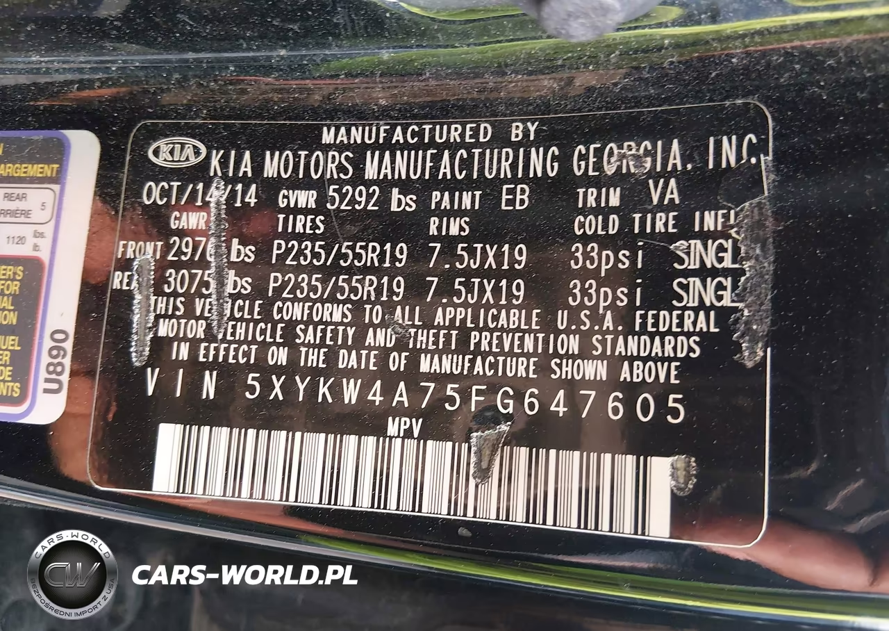 2015 Kia Sorento Sx V6 VIN:5XYKW4A75FG647605 - 9