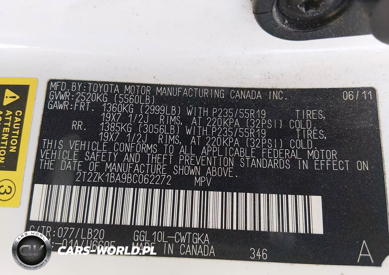 2011 Lexus Rx 350 VIN:2T2ZK1BA9BC062272 - 9
