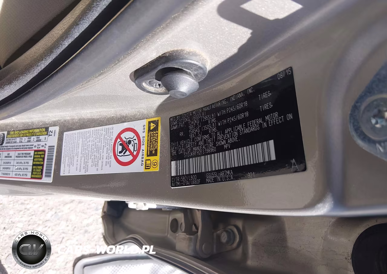 2015 Toyota Highlander Xle V6 VIN:5TDJKRFH2FS198960 - 9