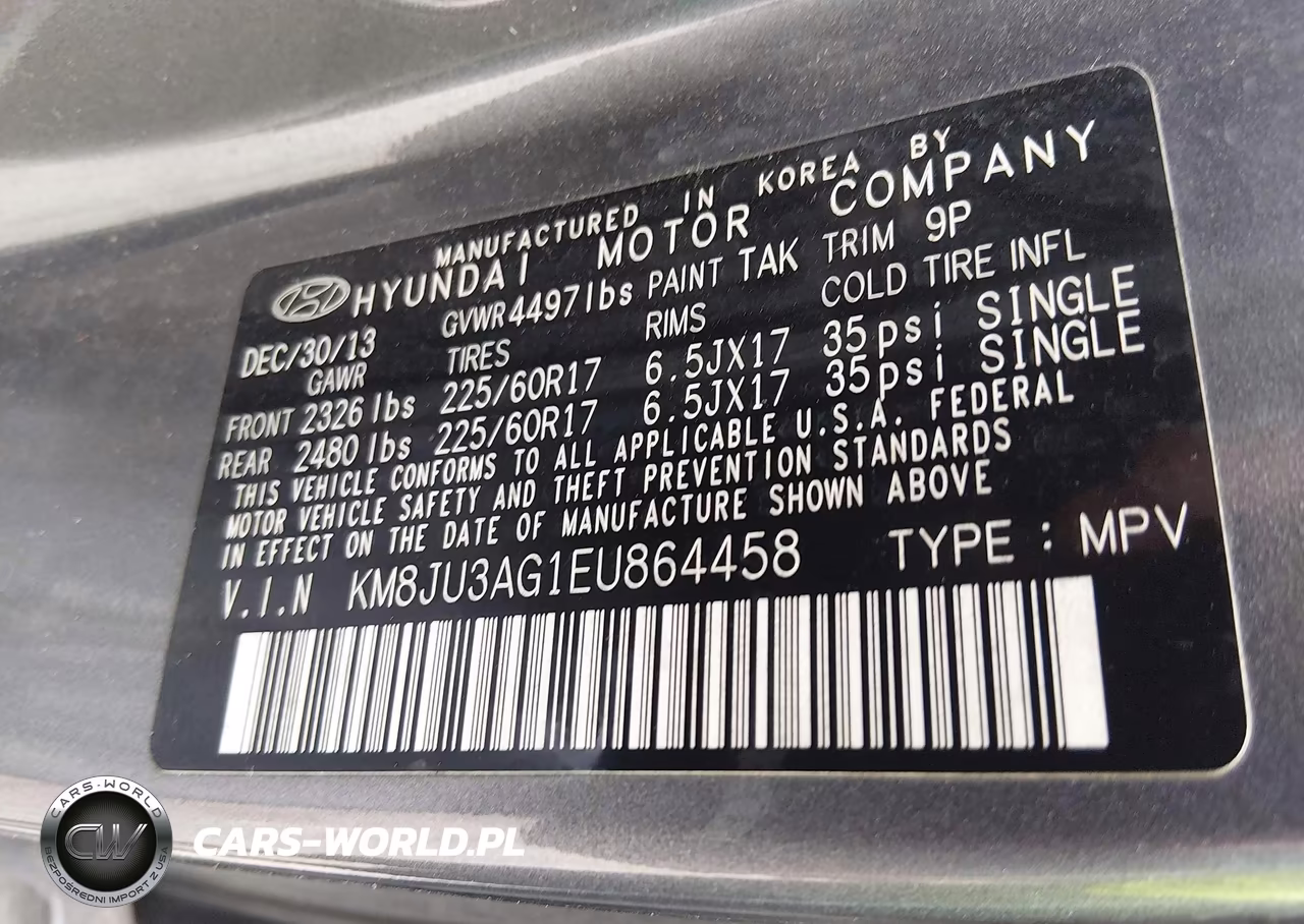2014 Hyundai Tucson Se VIN:KM8JU3AG1EU864458 - 9