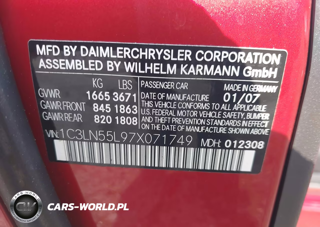 2007 Chrysler Crossfire VIN:1C3LN55L97X071749 - 9