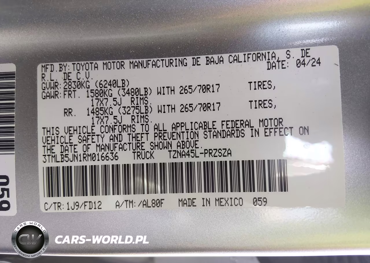 2024 Toyota Tacoma Trd Off Road VIN:3TMLB5JN1RM016636 - 9